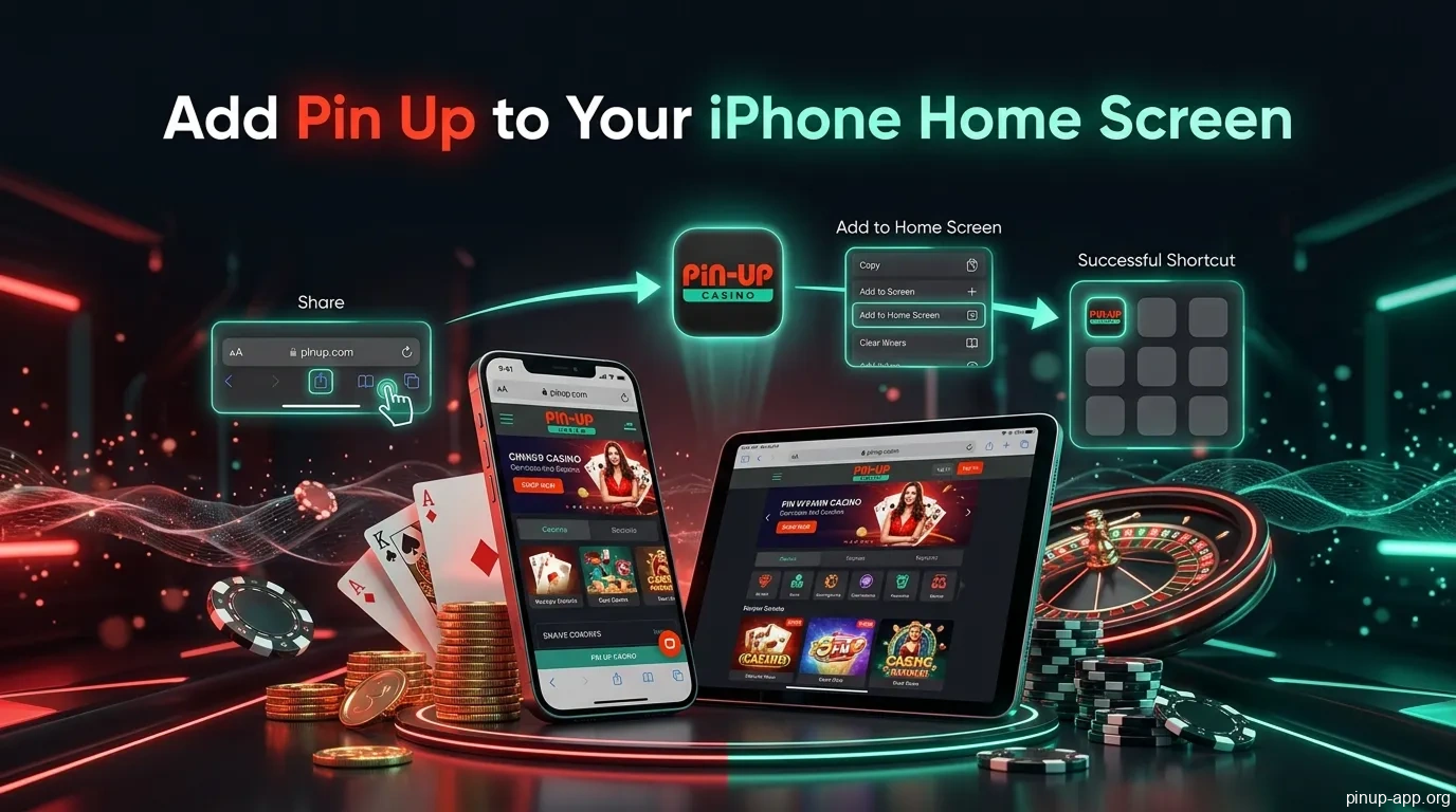 Instructions on adding the Pin Up mobile app to the homescreen on iOS